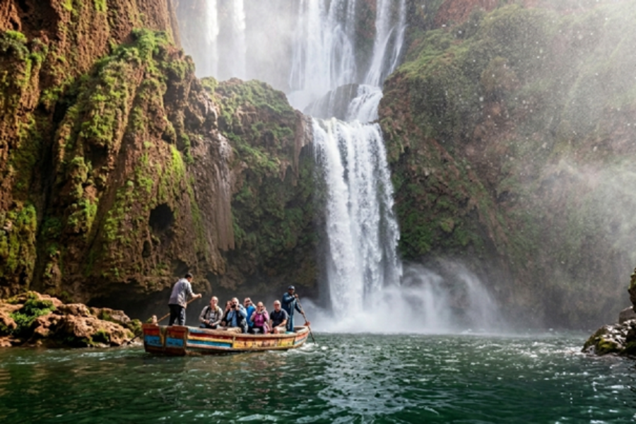 Exploring the base of the waterfalls