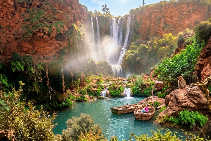 Swimming and nature at the Ouzoud waterfalls